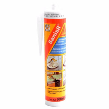 Imagen de SELLADOR DE SILICONA CON FUNGICIDA TRANSPARENTE SANISIL 280CC SIKA
