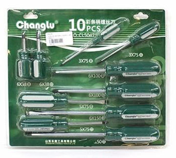 Imagen de JUEGO DE 10 DESTORNILLADORES PLANOS Y PHILLIPS CHANGLU