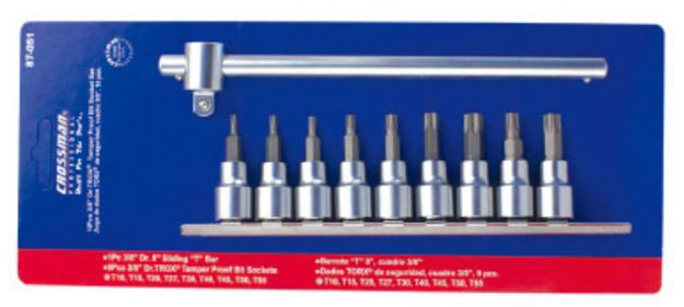 Imagen de JUEGO BOCALLAVES TORX ENCASTRE 3/8 "T10 - T55 CROSSMAN