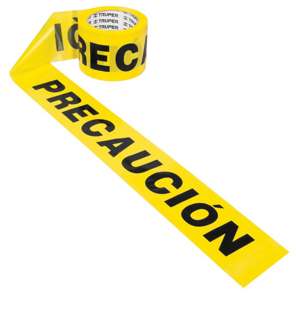 Imagen de Cinta amarilla leyenda PRECAUCION 90mt TRUPER BAN-PRE-300