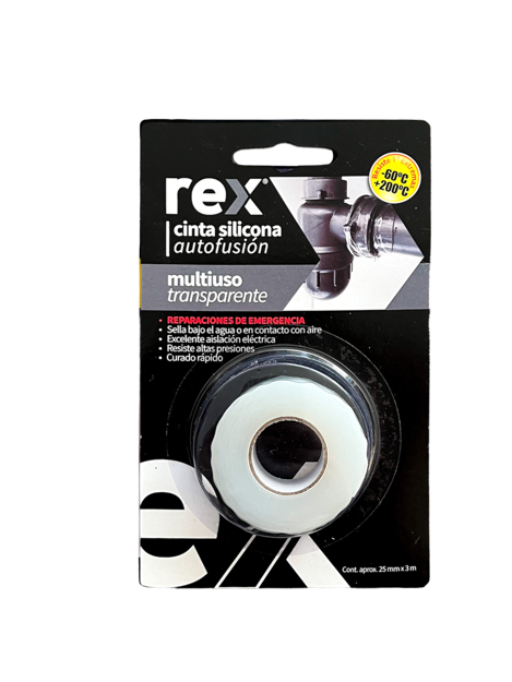 Imagen de CINTA AUTOFUSIÓN TRANSPARENTE 25MM X 3M REX