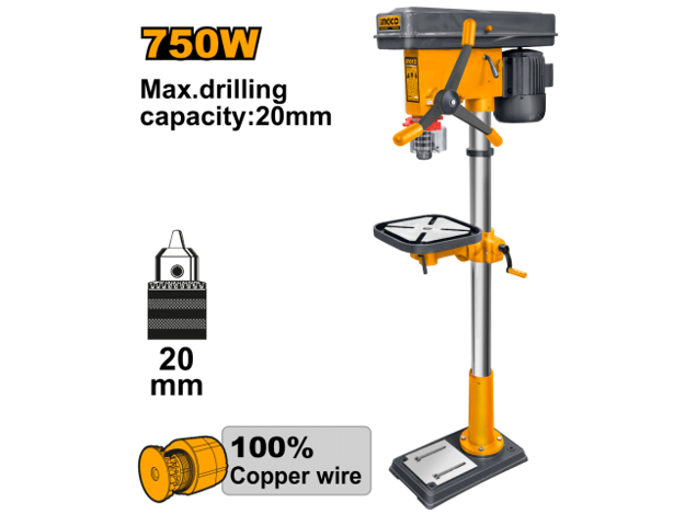 Imagen de TALADRO COLUMNA 20MM 1HP MONOFÁSICO INGCO