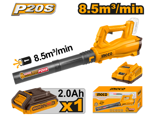 Imagen de SOPLADOR A BATERIA 20V 2.0AH 8.5M3/MIN INGCO