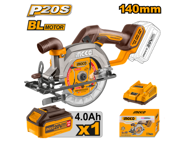Imagen de SIERRA CIRCULAR BATERÍA 20 V 140 MM INGCO