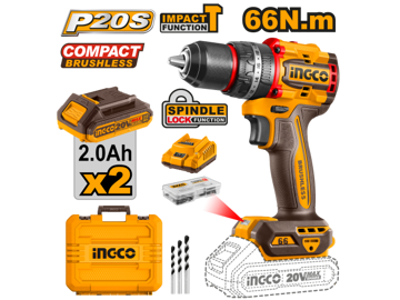 Imagen de ATORNILLADOR C/PERC 13MM 20V 2 BAT 2.0AH INGCO