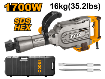 Imagen de MARTILLO DEMOLEDOR 1700W 50J 16KG HEXAG. INGCO PDB17008
