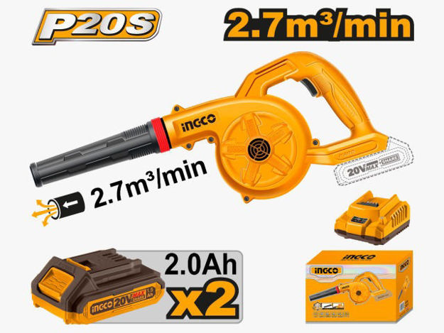 Imagen de SOPLADOR A BATERÍA 20 V 2.0 AH 2.7 M3/MIN INGCO