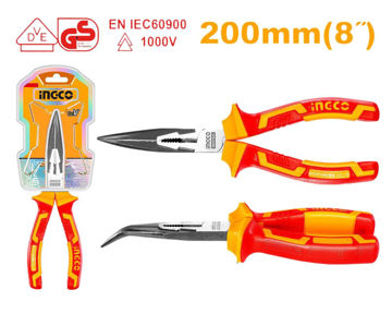 Imagen de ALICATE PUNTA LARGA CURVA 8" AISLANTE 1000V INGCO