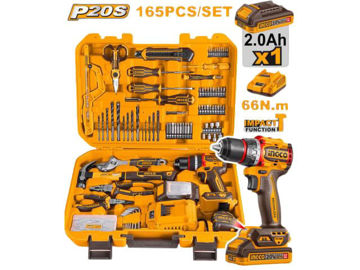 Imagen de KIT ATORNILLADOR 20V CON 165 HERRAMIENTAS INGCO