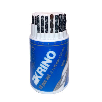 Imagen de JUEGO MECHAS LAMINADAS HSS-R 19 PIEZAS 1 - 10 MM KRINO