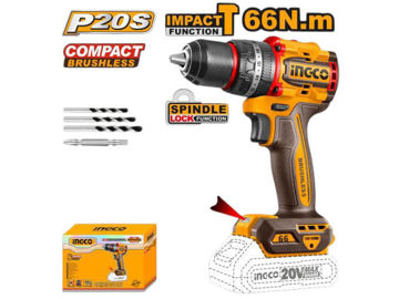 Imagen de TALADRO ATORNILLADOR CON PERCUTOR BATERÍA 20V (CARCAZA) INGCO