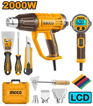 Imagen de PISTOLA DE CALOR 2000W CON SET DIGITAL LED INGCO