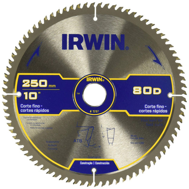 Imagen de SIERRA CIRCULAR PARA MADERA 10" 80 DIENTE IRWIN