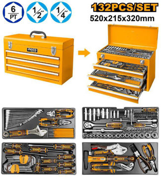 Imagen de CAJA DE HERRAMIENTAS 132 PIEZAS 3 BANDEJAS INGCO