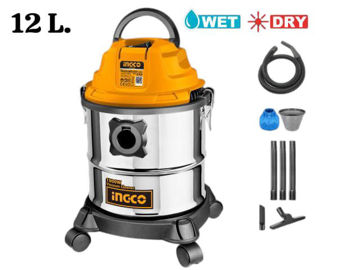 Imagen de ASPIRADORA 12LT 1000W TANQUE INOX INGCO