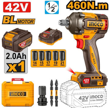 Imagen de LLAVE IMPACTO 1/2" 460NM BATERIA 42V INGCO