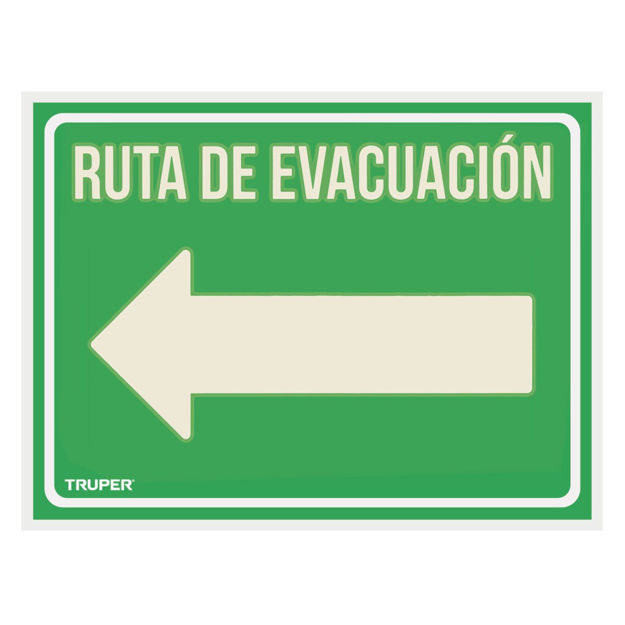 Imagen de CARTEL RUTA EVACUACIÓN IZQUIERDA 21x28CM TRUPER