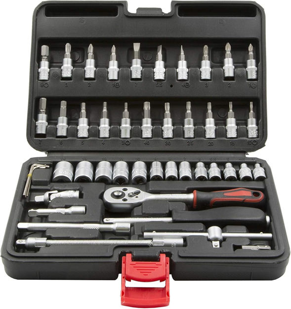 Imagen de JUEGO DADOS Y PUNTAS 46 PIEZAS ENCASTRE 1/4" CAJA PLÁSTICA LTI