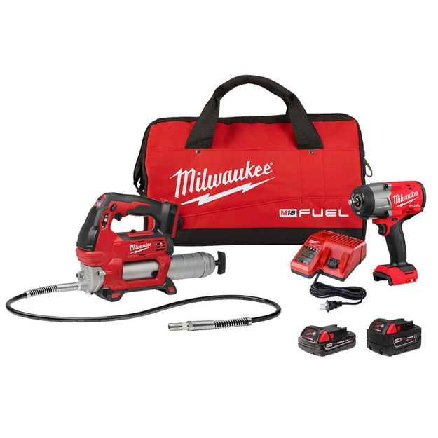 Imagen de COMBO BATERIA 18V ENGRASADOR + LLAVE DE IMPACTO MILWAUKEE