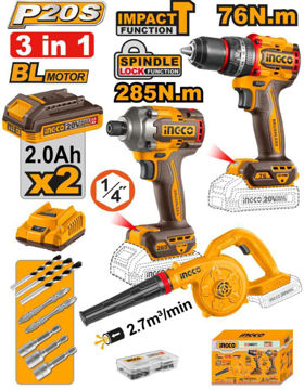 Imagen de KIT HERRAMIENTAS A BATERÍA 20V 3 PIEZAS INGCO