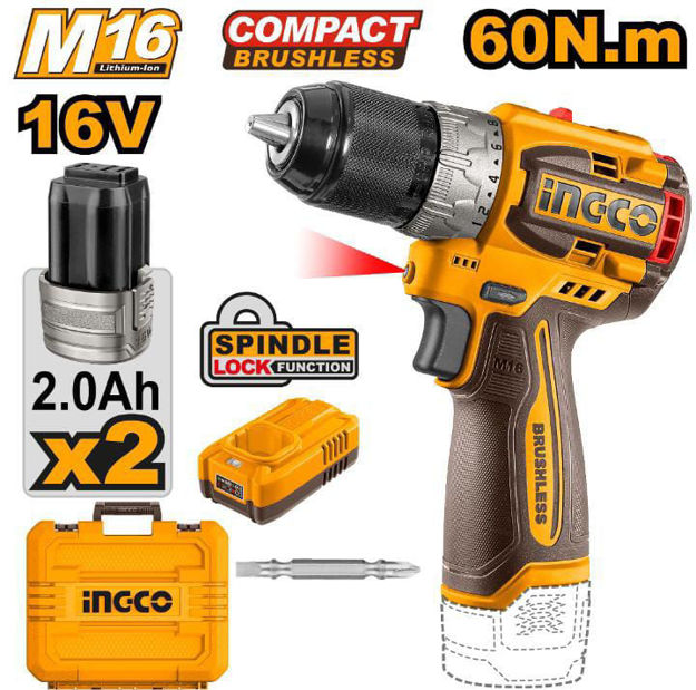 Imagen de ATORNILLADOR A BATERIA 16V 13MM 60NM INGCO