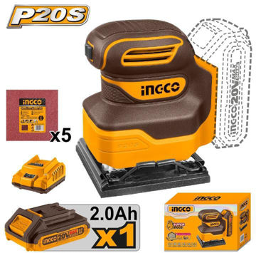 Imagen de LIJADORA ORBITAL BATERIA 20V 110X100MM INGCO