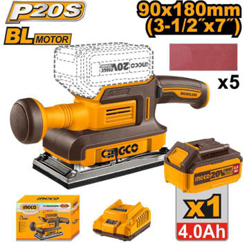 Imagen de LIJADORA ORBITAL BATERÍA 20 V 90 x 180 MM INGCO