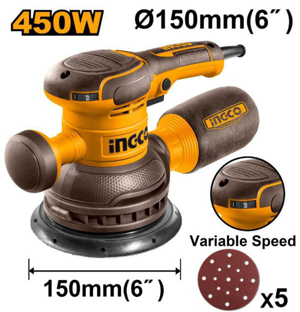 Imagen de LIJADORA ROTO ORBITAL 150MM 450W INGCO