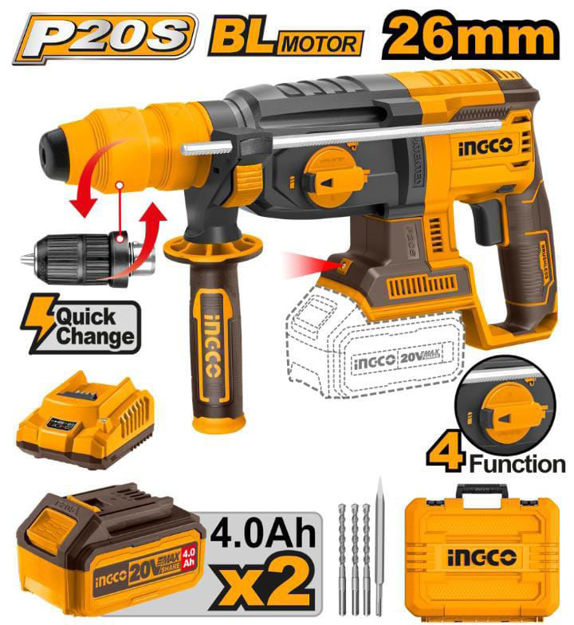 Imagen de ROTOMARTILLO SDS-PLUS BATERIA 20V 2.5J INGCO