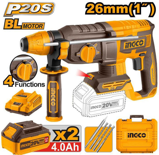 Imagen de ROTOMARTILLO SDS-PLUS BATERIA 20V 2.5J INGCO