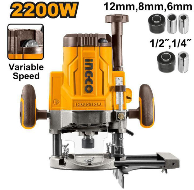 Imagen de ROUTER FRESADORA 2200W 6/8/12MM INGCO