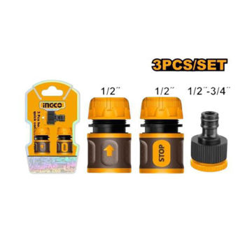 Imagen de SET DE 3 ACOPLES PARA MANGUERA 1/2" INGCO