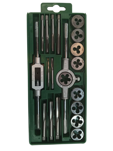 Imagen de JUEGO MACHOS Y TERRAJAS 20 PIEZAS CON MANIJAS CHANGLU