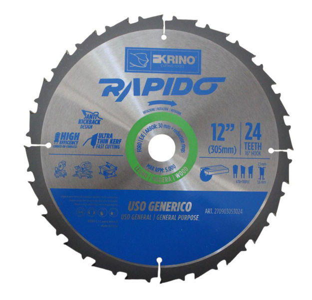 Imagen de CIRCULAR PARA MADERA 12" 60 DIENTES (305X30MM) KRINO