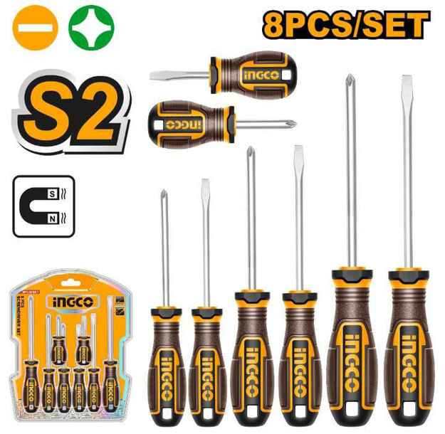 Imagen de JUEGO DESTORNILLADORES 8 PIEZAS INGCO