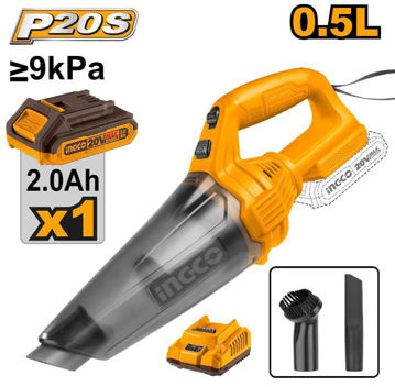 Imagen de ASPIRADORA PARA AUTO A BATERIA 20V INGCO