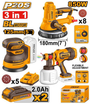 Imagen de COMBO A BATERIA 20V 3PZ 2 BATERIAS 2.0AH INGCO