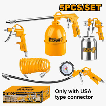 Imagen de KIT AIRE MULTIUSO PARA COMPRESOR 5 PIEZAS INGCO