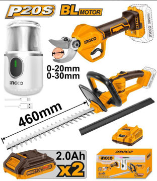 Imagen de CORTACERCO + TIJERA DE PODA BATERÍA 20V INGCO