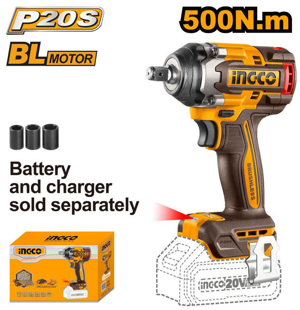 Imagen de LLAVE IMPACTO 1/2" BATERÍA 20V (CARCAZA) INGCO