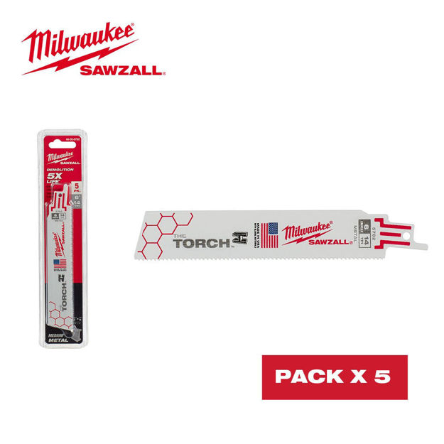 Imagen de KIT 5 PIEZAS HOJAS SIERRA SABLE METALES 150MM MILWAUKEE