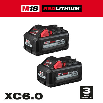 Imagen de SET 2 BATERIAS 18V 6.0AH 48-11-1862 MILWAUKEE