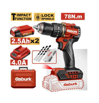 Imagen de TALADRO CON PERCUTOR A BATERÍA 25V 78NM OSBURK