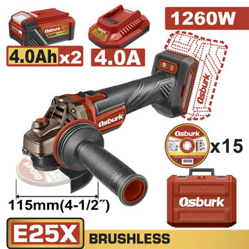 Imagen de AMOLADORA BATERÍA 25V 115MM CON VALIJA OSBURK