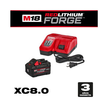 Imagen de KIT CARGADOR RAPIDO + BATERIA 18V 8.0AH MILWAUKEE