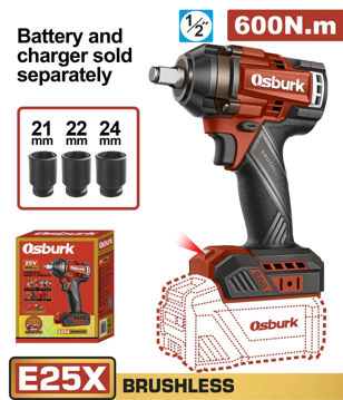 Imagen de LLAVE IMPACTO 1/2" BATERIA 25V (CARCAZA) OSBURK