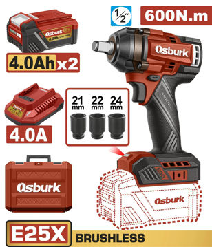 Imagen de LLAVE IMPACTO 1/2" BATERIA 25V 600NM OSBURK