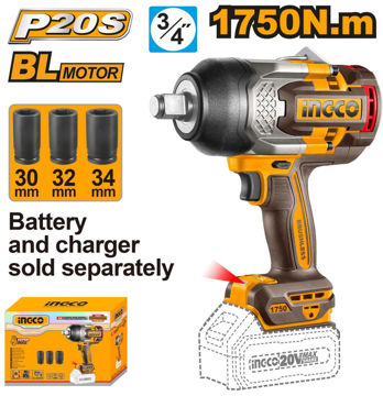 Imagen de LLAVE IMPACTO 3/4" BATERÍA 20V (CARCAZA) 1750NM INGCO